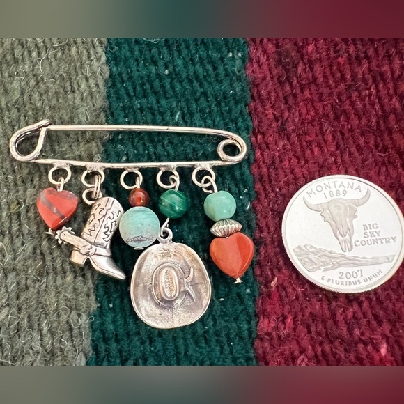 ❤️ HTF Carolyn Pollock American West Charm Brooch / Hat Pin Southwestern Signed - Picture 5 of 7